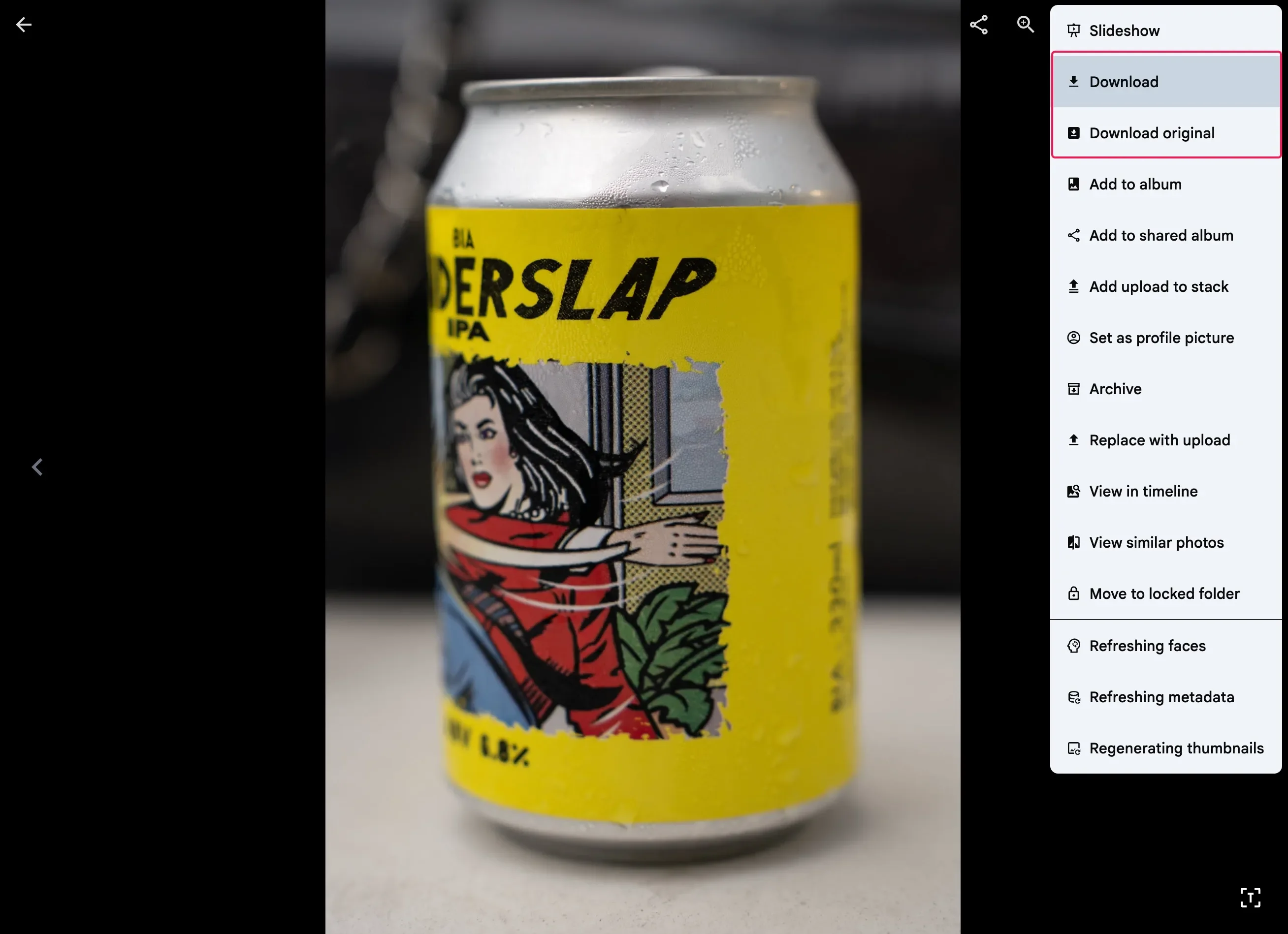 Downloading the edited version or the original asset.