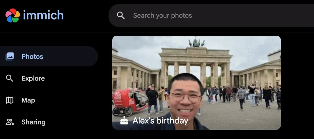The new birthday memory with confetti on hover