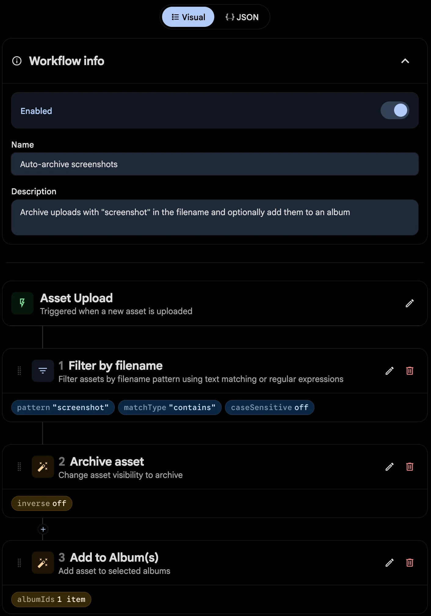 The workflow editor show an example workflow 