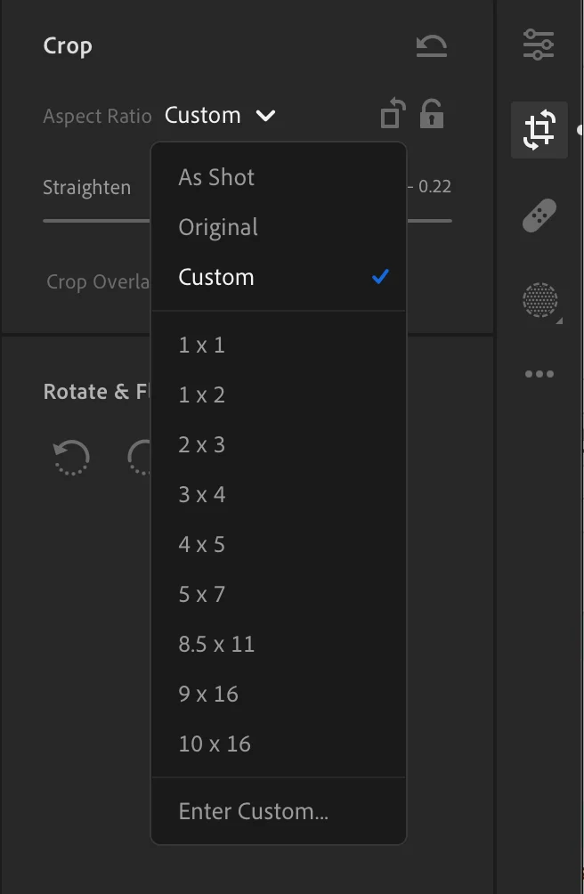 Crop tool from Lightroom