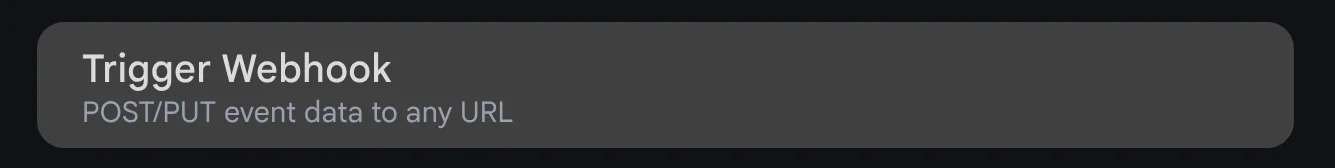 Selected webhook action 
