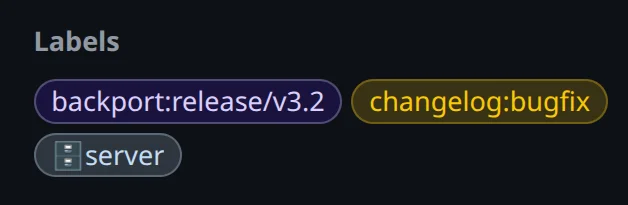 Backport label on a GitHub pull request