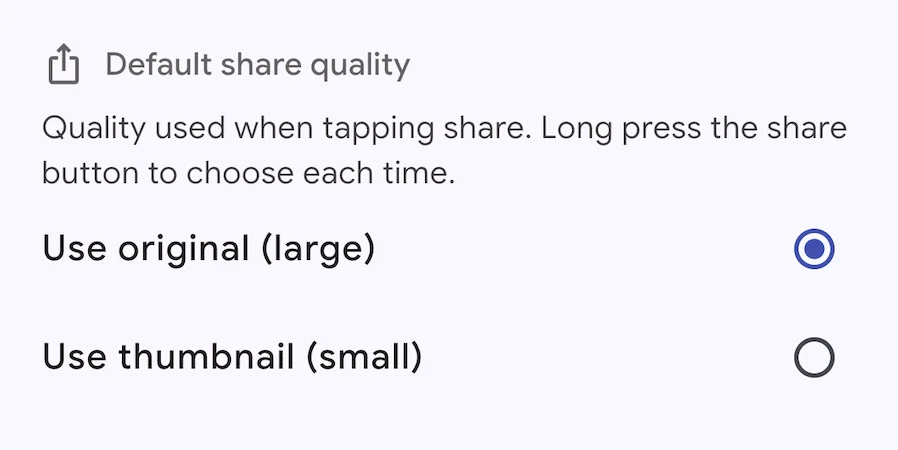 Share file's size settings